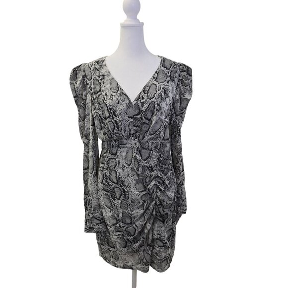 Aqua Python Print Front Ruched Mini Dress Size Small - Picture 1 of 7